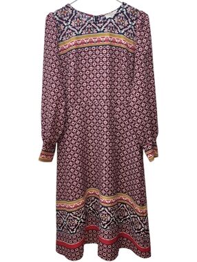 LOFT Dress Multicolor Midi Boho Woman Size 6 NWT Colorful Geometric
